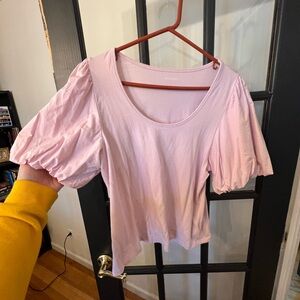 Xl old navy blush pink top with puff sleeves